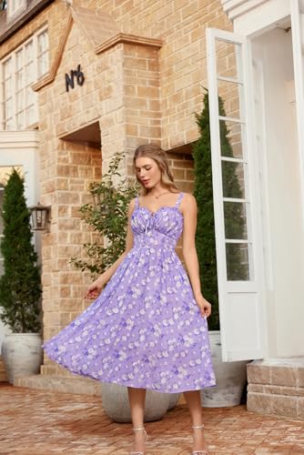 Image of Scarlet Darkness Summer Dresses for Women 2026 Floral Corset Dress Long Milkmaid Dress with Pocket