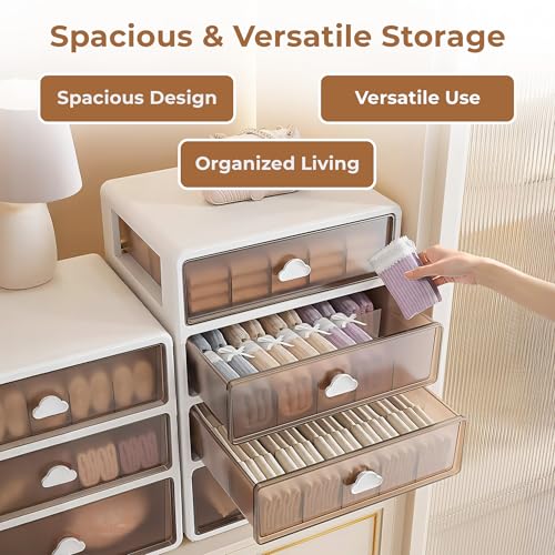 Image of HomeEssentials 4-Tier Transparent Cosmetic & Jewelry Storage Organizer - Multi-Layer Plastic Desktop Drawer Box for Makeup, Accessories & Office Supplies (Black)