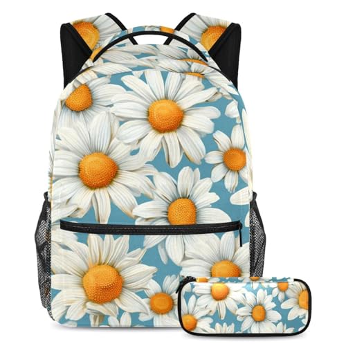 Trousse et sac élégante petite marguerite 2 pièces grand format résistant