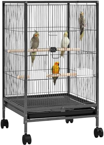 best bird cages for indoors that will surprise you with their features 7 Yaheetech 35 inch Wrought Iron Bird Cage w/Play Open Top and Rolling Stand for Small Birds Like Parrots Conure Lovebird Cockatiel Lovebirds Budgies