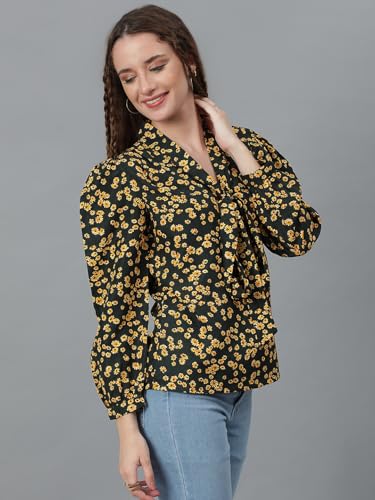 Image of KOTTY Womens Satin Full Sleeves Solid Regular Fit Top