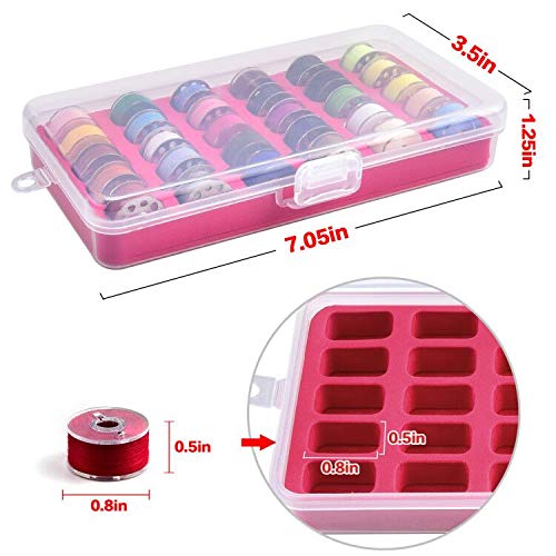 Bobbin Holder Storage Case Sewing Box Thread Organizer Holds 30pcs Bobbins for Brother Sewing Machine- Red(Box Only） - Thumbnail 2