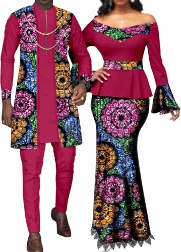Ensemble veste dashiki chemise et pantalon pour homme et robe