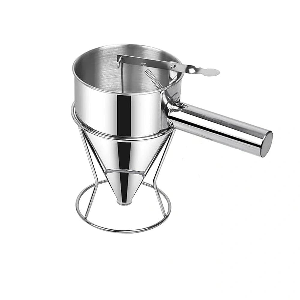 Stainless Steel Pancake Batter Dispenser with Stand,Funnel Cake Dispenser with Stand,Baking Tool for Cupcake, Waffles, Muffin Mix, Crepes, Cake (600ML)