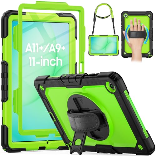 Funda para Samsung Galaxy Tab A11+ ideal para viajes con asa de mano y color verde