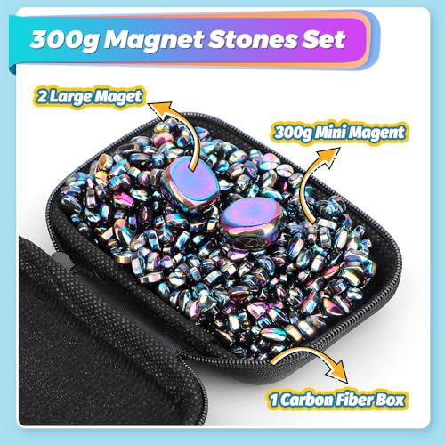 Image of Dilabnba 550PCS Magnet Ferrite Putty Fidget Toy with 2PCS Large Magnet Rocks for Adults, Sensory Magnetic Ferrite Putty Stones Eggs Office Desk Toys Time-Killer for Men Women (Rainbow)
