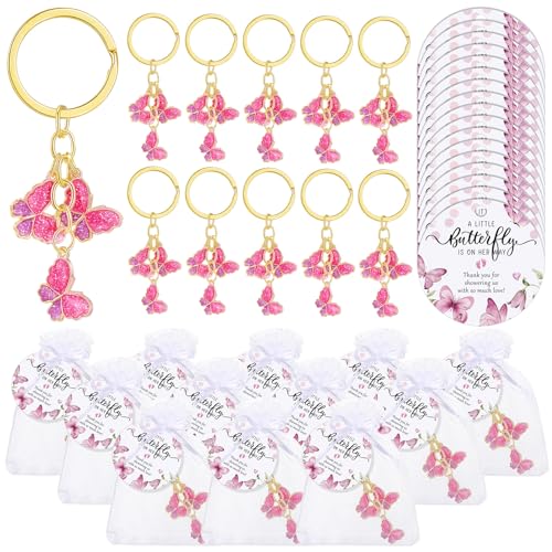 Ferreve 50 Sets Butterfly Baby Shower Favors for Guests Butterfly Keychain