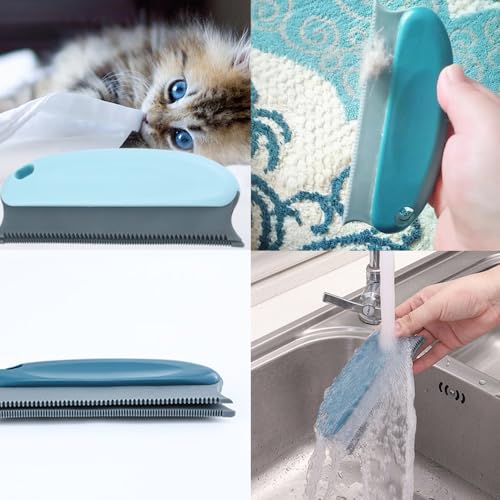Image of 2 Pack Pet Hair Remover Fuzz Lint Removal Tool Loose Fur Scraper Brush Grooming Comb Cleaner for Cat Dog Rabbit Kitten Sofa Bed Carpet Rake Rug Fabric Couch Furniture Car Interiors