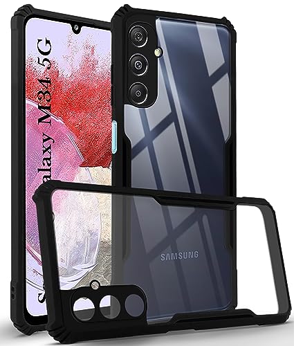 Image of Jkobi Back Cover Case for Samsung Galaxy M34 5G (Shockproof with Polycarbonate Clear Panel | Professional Black)