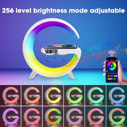 Jalann Smart Lamp Bluetooth Speaker with Wireless Charger, Dimmable Night Light G Speaker Lamp, App Control - Image 4