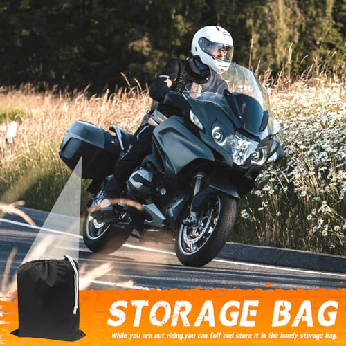 Image of Motorcycle Cover Waterproof All Season Outdoor Protection, Fits up to 96 Inch, Compatible with Sport Bikes & Cruisers with Locking Holes & Reflective Strips (Black&Orange)