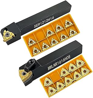 GBJ Carbide Insert WNMG431 External Threading insert 16ER AG60 with External Turning Tool Holder MWLNR1616H08 Threading Tool Holder SER1212H16 (MWLNR1616H08 +SER1212H16+16ER AG60+WNMG431(yellow))