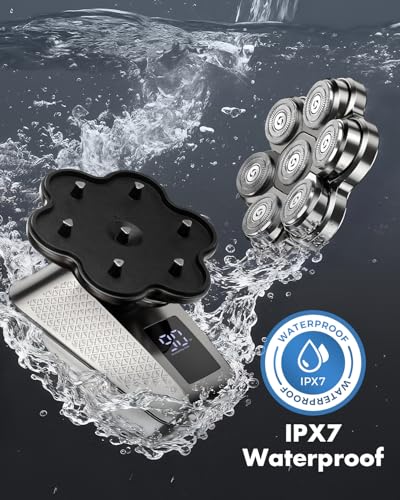 Image of Head Shavers for Bald Men: 7D Floating with IPX7-Matte Gunmetal | Electric Razor for Men, Detachable Head Shaver, 5-in-1 Pro Grooming Kit, LED Display, Type-C Charging, Ideal Gift Choice