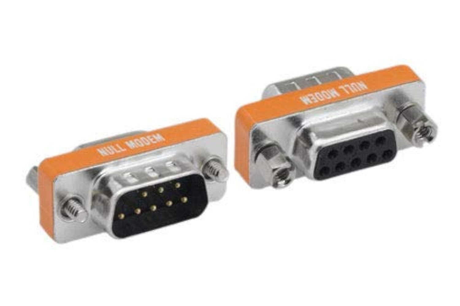 2-Pack DB9 Male To Male Serial Adapters - RS232 Null Modem Connectors For Data Transfer