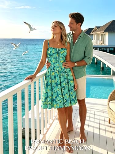 Image of YIOYOLA Womens Summer Mini Corset Casual Dresses Spaghetti Straps Lace Up Vacation Beach Sundress with Pockets 2026