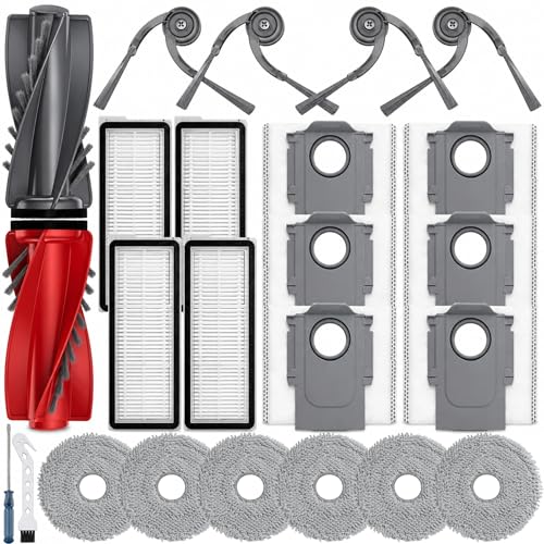 Image of Qrevo S5V Replacement Parts for Roborock Qrevo Curv(S5X) /Qrevo Edge(S5A) | 1 Set Main Brush 4 Side Brush 4 Filters 6 Dust Bags 6 Mop Pads