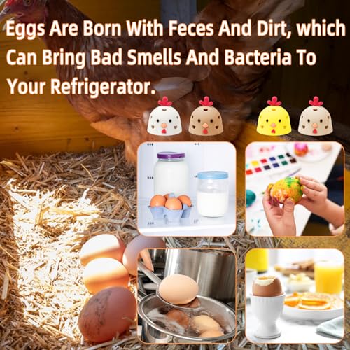 Image of Sokfone 2Pcs Silicone Egg Washer for Fresh Eggs, Multipurpose Cleaning Egg Brush Tool Funny Chick Shape Egg Scrubber Reusable Egg Brush Cleaner（White+Brown）