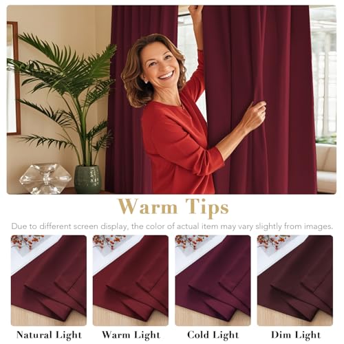 Image of H.VERSAILTEX Christmas Blackout Curtains Thermal Insulated Window Treatment Panels Blackout Drapes for Living Room Back Tab /Rod Pocket Bedroom Draperies, 52 x 54 Inch, Burgundy Red, 2 Panels