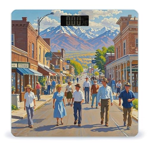 Báscula de arte urbano para peso corporal, báscula digital de alta precisión para baño, báscula digital de baño para personas, antideslizante, gran pantalla LCD, báscula inteligente