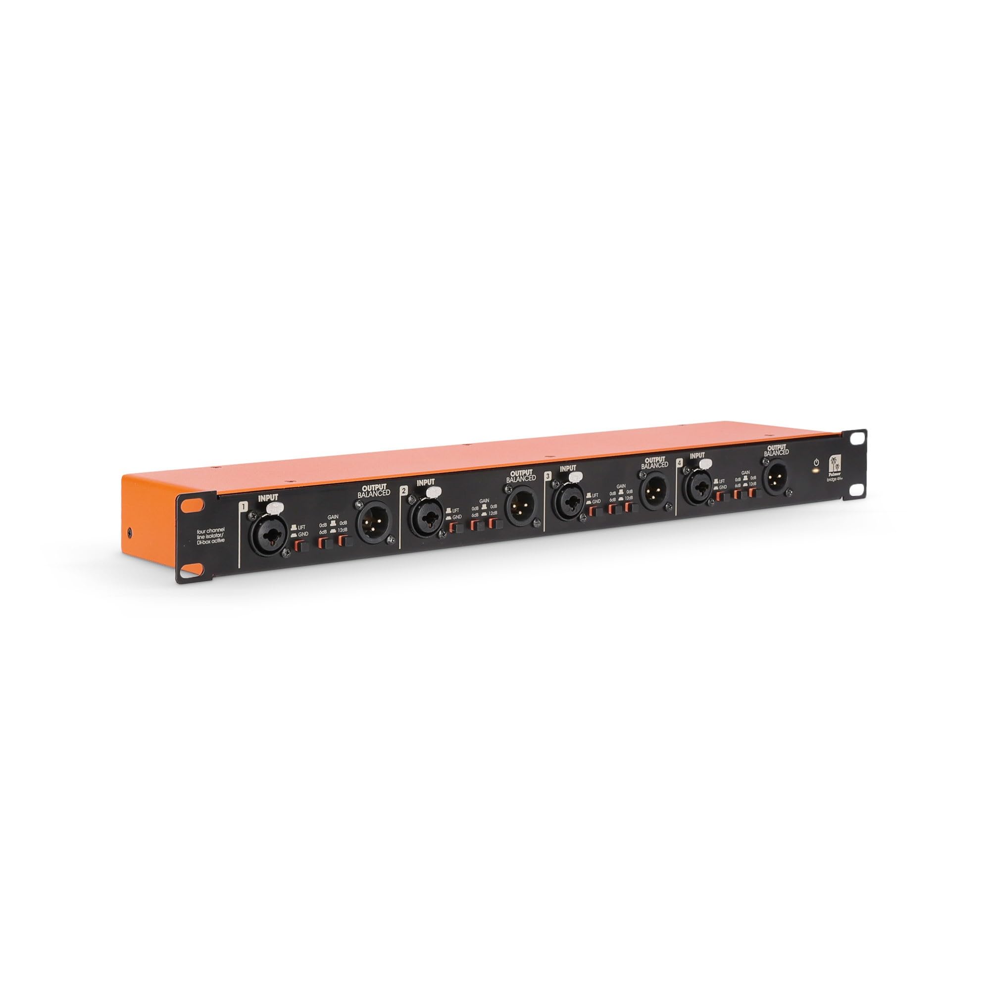 Palmer BRIDGE 4A+ 4-kanalige, aktive DI-Box/Line-Isolation-Box im 19"-Rackformat