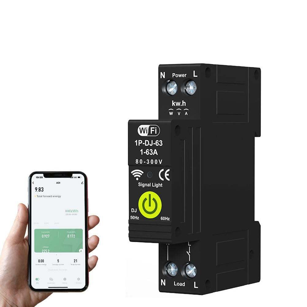 ACAGALA Tuya - Disyuntor inteligente con WiFi, temporizador, fotovoltaico, medición bidireccional, contador de energía, protección de reencendido automático con función de medición y prepago