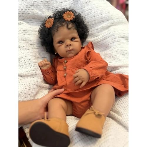 Muñeca reborn negra realista Anano con cuerpo de vinilo miniatura 2