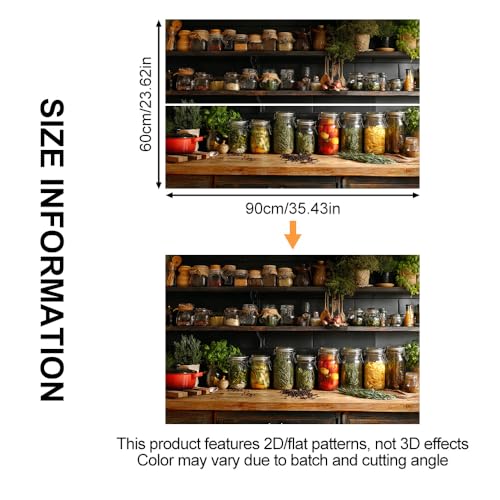 Image of Herb Spice Shelf Kitchen Backsplash Peel and Stick, 35.4x23.6 in