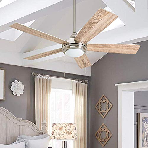 Honeywell Ceiling Fans Ventnor, 52 Inch Modern Farmhouse Indoor LED Ceiling Fan with Light, Pull Chain, Three Mounting Options, Dual Finish Blades, Reversible Motor - 50606-01 (Brushed Nickel) - Image 3