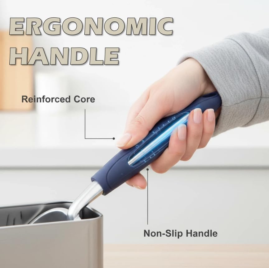 Vitisyao Full Metal Cat Litter Scoop with Holder, Stainless Steel Cat Litter Scooper Holder, Aluminum Kitty Scoop Captures All Clumps, Heavy Duty Kitty Metal Scooper with Non-Slip Handle