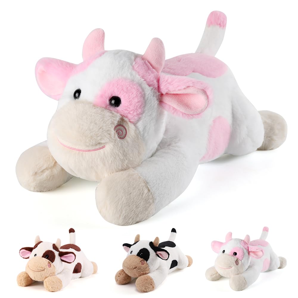 gnomantic Cow Weighted Stuffed Animals, Plush Pillow for Kids