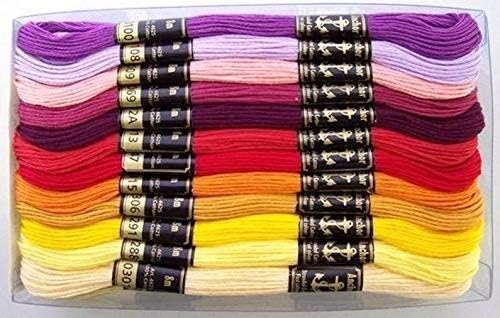 Anchor Stranded Cotton Assorted Skeins, 8m (Fast Colour - 4624-01111) - 50 Skiens, 2 Shades Each of 25