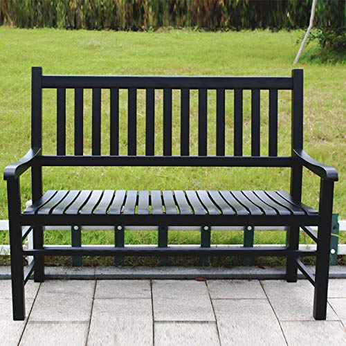 A062BK Black Outdoor Wood Garden Bench - Suitable for Indoor or Outdoor - Assembled Dimensions:W51.57 x H40.16 x D26.97 inches