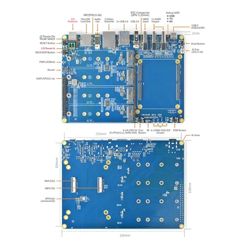 Image of FriendlyELEC CM3588 NAS Kit 2.5G Rockchip Demon Board 4xPCIe3.0 4K /8K CM3588 NAS SDK Kit 4 NVMe HDMI in (16GB Ram+64GB eMMC)