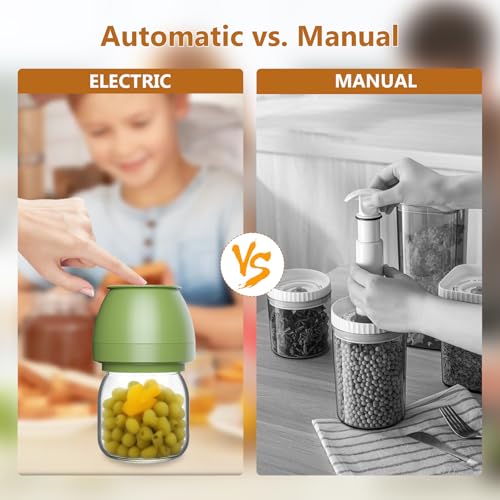 Image of FUTUREZEN Electric Mason Jar Vacuum Sealer for Regular /Wide Mouth, Green | automatic vacuum sealing, food preservation, bottle opener, USB-C cable, jar lids