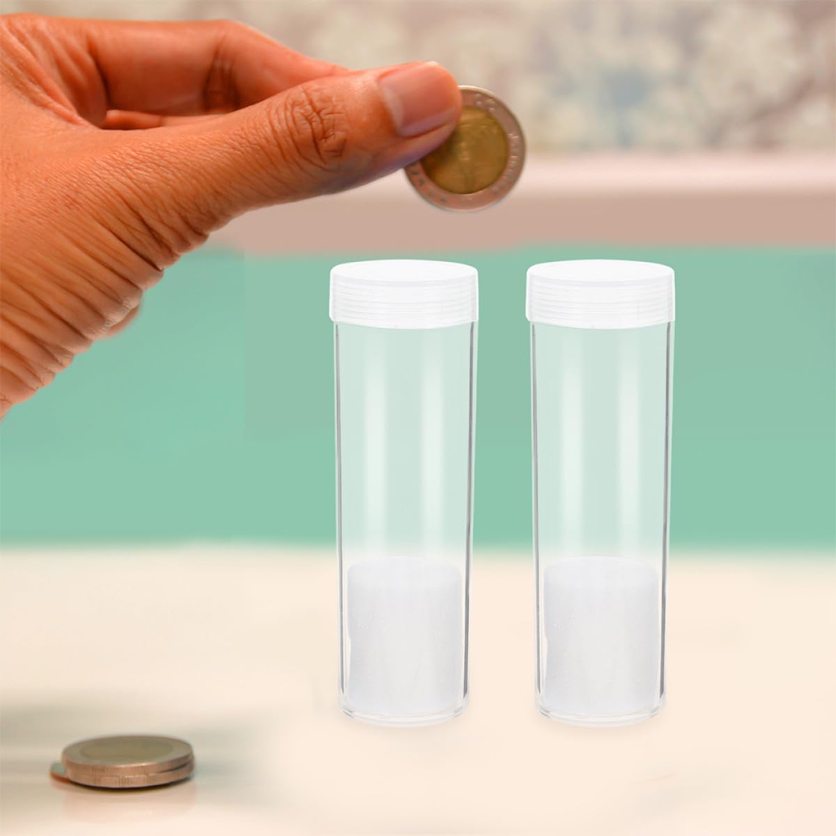 Housoutil Tubos Transparentes para Monedas 31 MM con Espuma Protectora Caja Redonda de Plástico Resistente al Agua Set de 20 Unidades para Almacenamiento y Coleccionismo Seguro