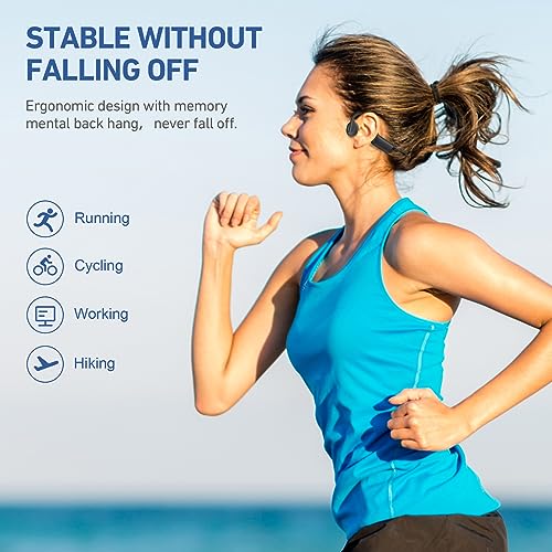 Image of Bone Conduction Headphones Bluetooth 5.4 Wireless Earphones Open Ear Headphones with Mic, Sports Earphones IPX6 Waterproof Headset, 12H Playtime for Cycling, Hiking, Running, Driving