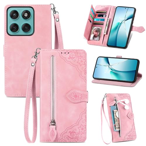 Étui portefeuille Motorola Edge 60 Fusion pour femme avec motif gaufré