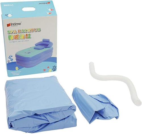 Miniatura 7 de Bañera inflable Independiente Piscina Inflable Baño Plegable Bañera Inicio Spa Material de PVC de Alta Densidad (B-Azul)
