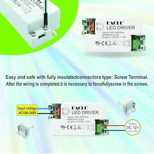 Image of LED Power Supply Driver AC 100-240V to DC 12V 1.0A 12W Transformer, for Driving Less Than 12W MR11 G4 MR16 GU5.3 LED Bulbs LED Light Strip, LED Lamp Adapter Driver Mini Power Supply, UL Listed