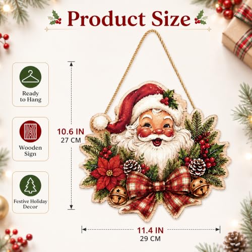 Image of Christmas Decorations - 2D Printed Flat Vintage Santa Claus Welcome Sign