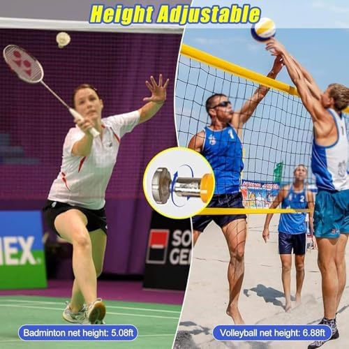 Portable Volleyball Poles Net Set Adjustable Height Outdoor Sports with Storage Bag and Wheels Ideal for Garden Sports Grounds