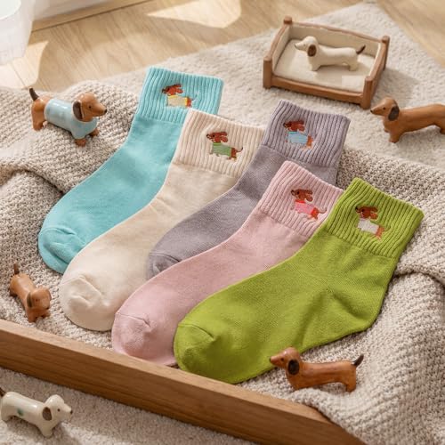 Image of Eurzom 10 Pairs Socks Womens Crew Elastic Ankle Length Cotton Socks Aesthetic Cute Lightweight Low Cut Gifts for Women