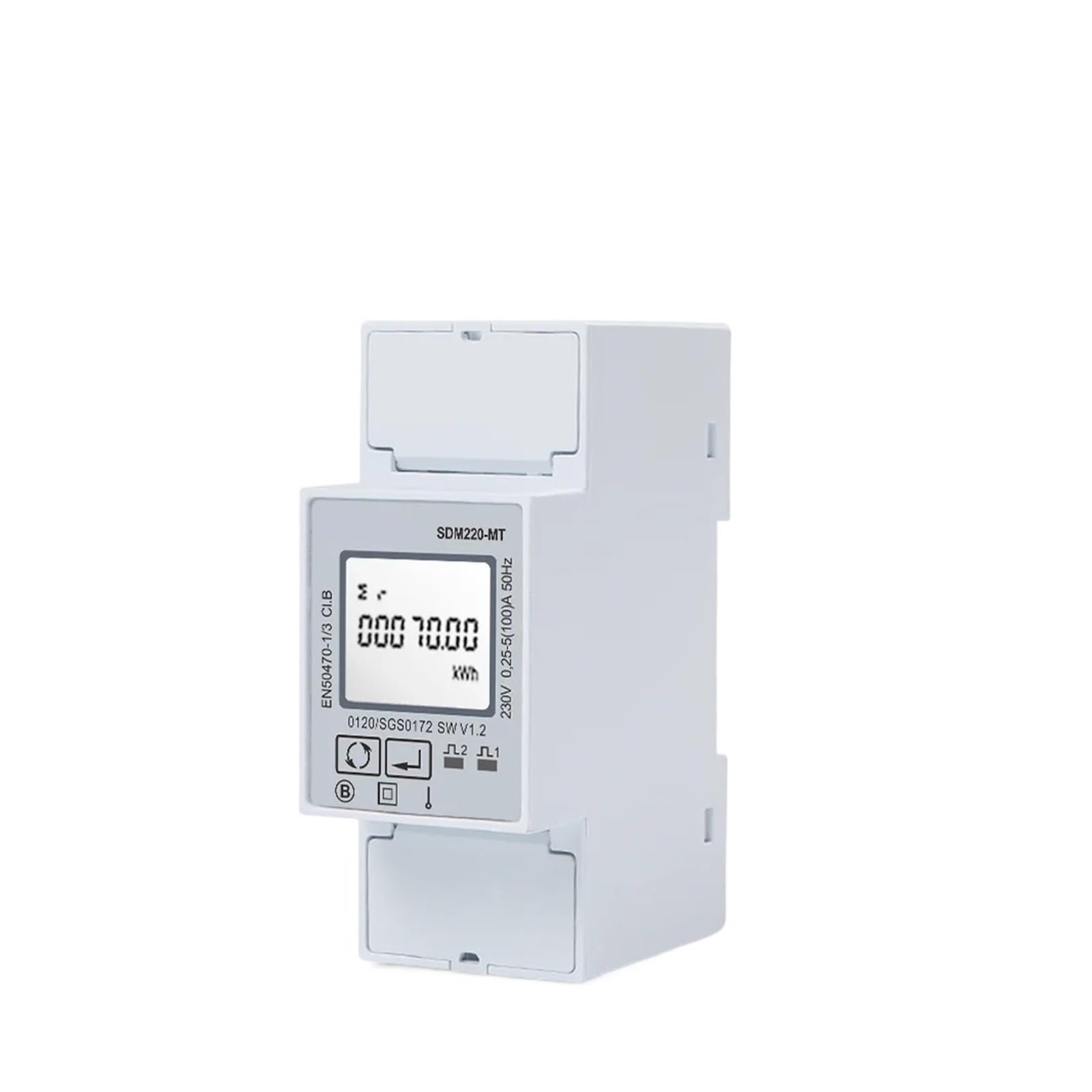 DEBLAN Medidor de kWh monofásico multitarifa SDM220MT para Carril DIN con Salida y comunicación Modbus R-S485