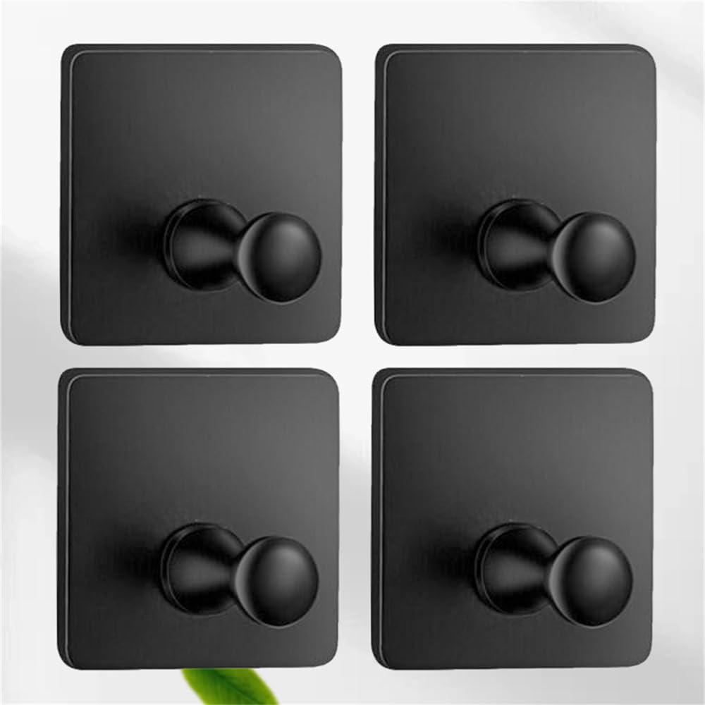 Lcanallyms Black B Wall Hooks, Coat Hook Bathroom Hooks 4Pcs Stainless Steel Self Adhesive Black Towel Heavy Duty Wall, E(Black B)