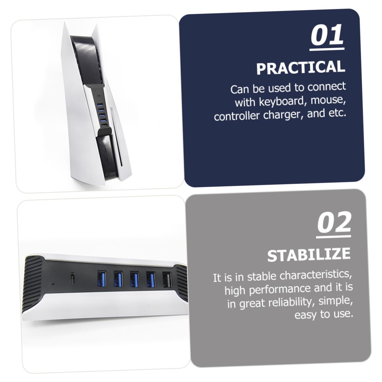 OSALADI 3 Pz Estensore Usb Adattatore Usb c Stazione Di Aggancio Del Monitor c Splitter Dati e Alimentazione Hub Porta Per Laptop Hub Per Cinque Consolare Bianca Addominali