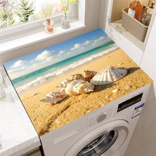 Highdi Protector para Parte Superior de Lavadora y Secadora, Alfombrilla de Diatom Antideslizante, Cubierta Protectora Antirrayas Cubre Lavadora (Estrella de mar 6,40x50cm)