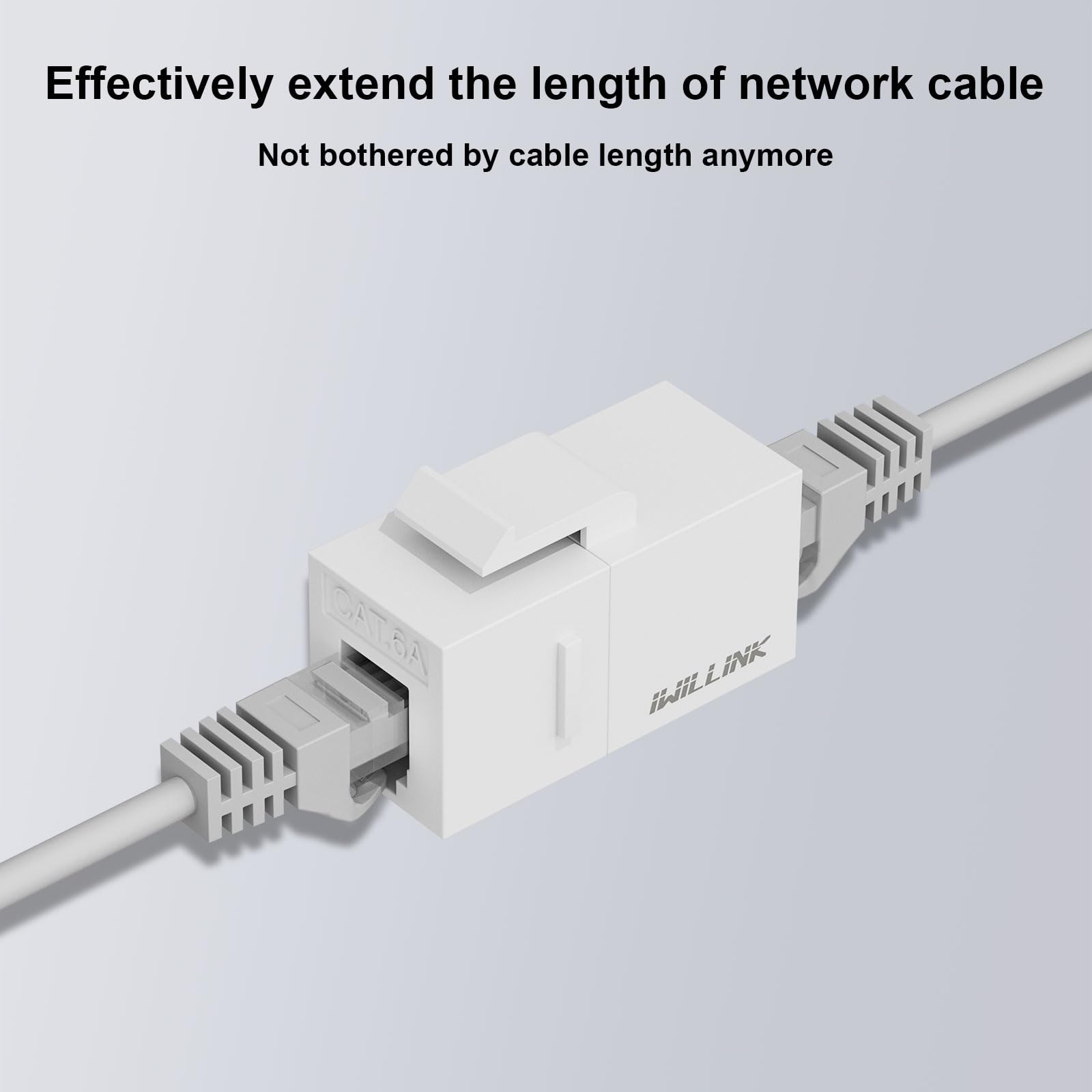 iwillink Acoplador Keystone RJ45 Cat6A, paquete de 25 unidades, conector Keystone Cat6a hembra a hembra, inserto de acoplador Keystone UTP, conector Keystone, acoplador Ethernet, blanco