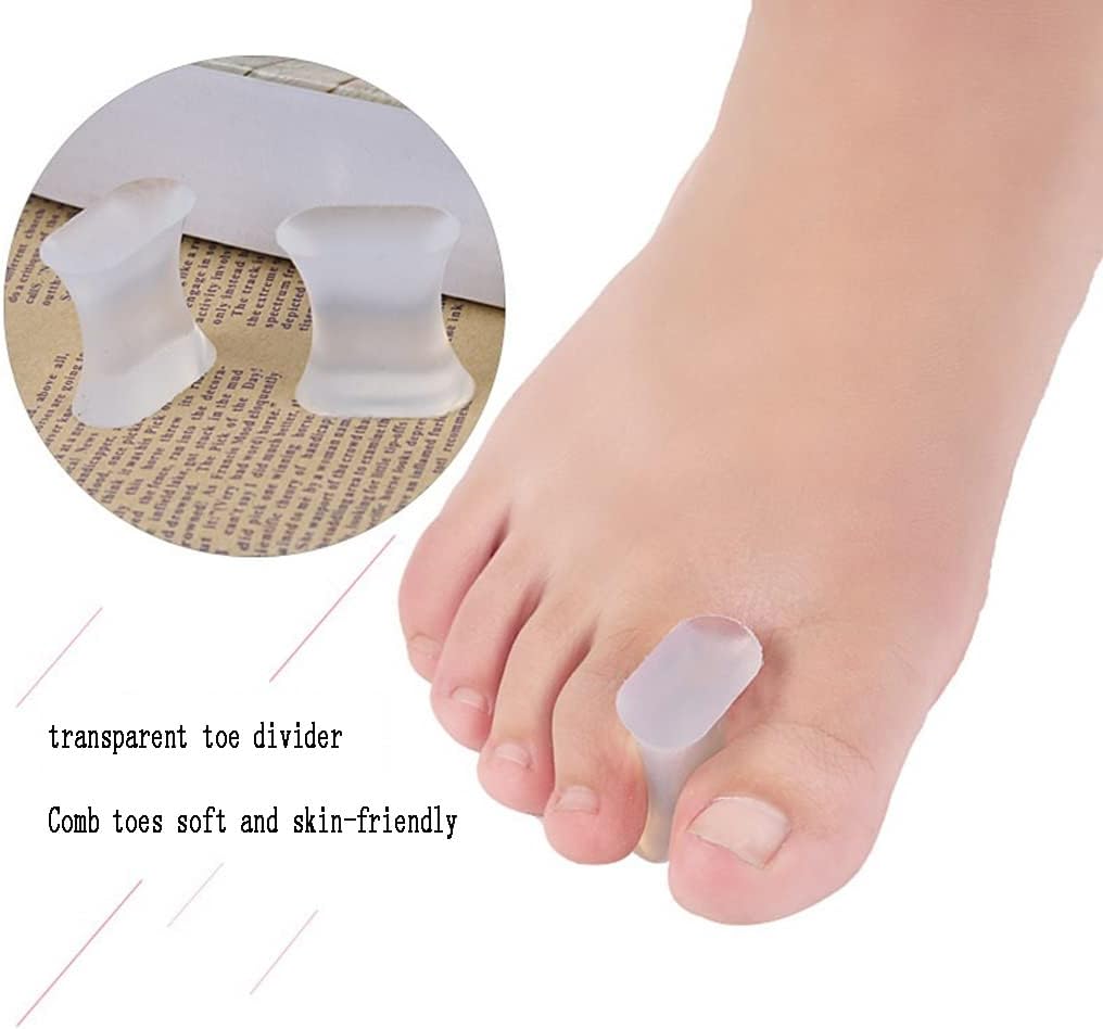 DEAVER Toe Separators,Silicone Spacer, Transparent Splitter, Thumb Valgus Silicone Care Corrector,Bunion Pads to Correct & Relieve Pain