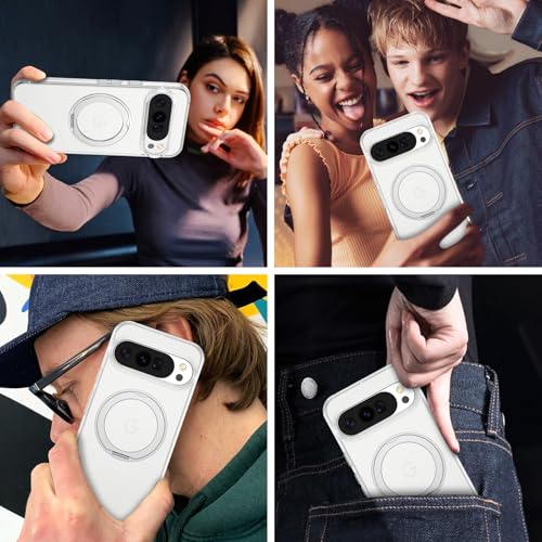 Coque Pixel 10 Pro transparente avec anneau rotatif 360 antichoc - 5