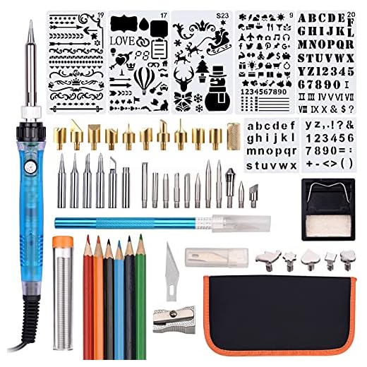 Homesen Kit de ferramentas para queima de madeira 55 peças caneta de pirografia profissional conjunto de ferro de solda temperatura ajustável de 200-450 ℃